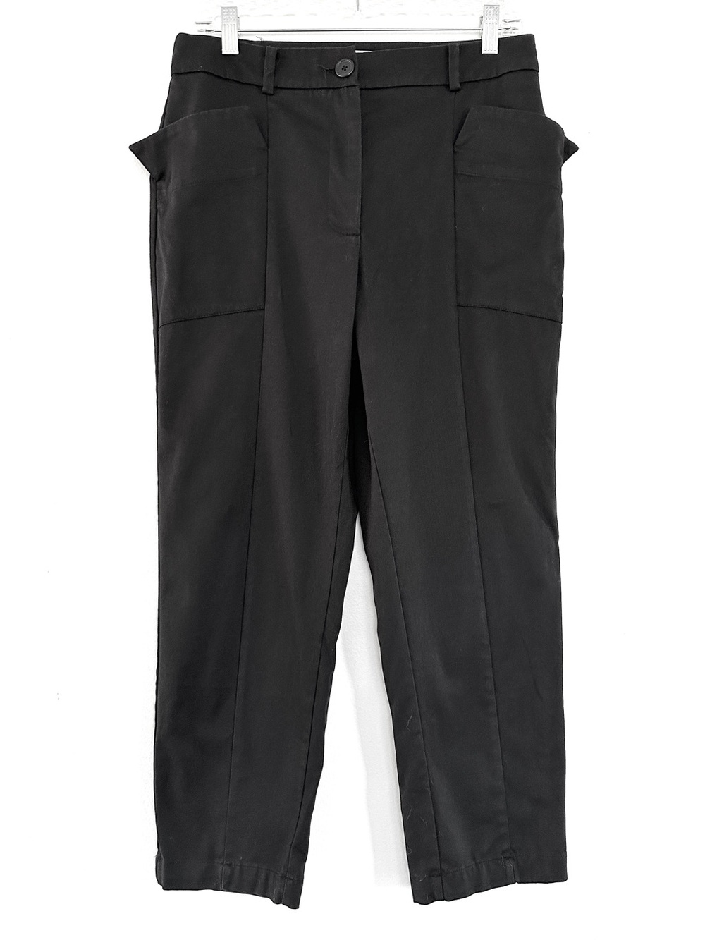 Elizabeth and James High Waist Crop Tapered Black Pants Flared Pockets Sz M/10*